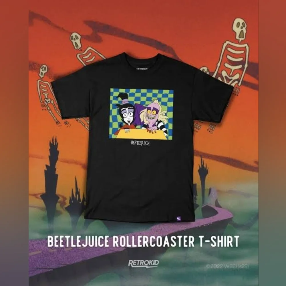 Retrokid x Beetlejuice The Animated Series Rollercoaster Black Graphic Tee VG 3X - Picture 4 of 11